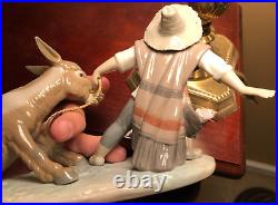 Boy & Dog Pulling Stubborn Donkey Lladro #5178 Juan Huerta