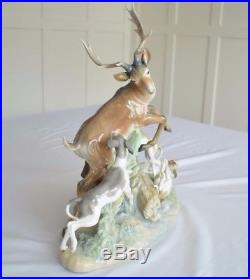 Buck Hunted deer dogs hounds Lladro #1238 SIGNED No. 432 RARE huge c1974