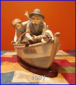 CHERISHED LLADRO #5215 FISHING WITH GRAMPS BOY & DOG-EXCELLENT/MINT withBASE