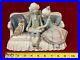 Cute Lladro #5229 Story Time Colonial Boy, Girl & Dog On Couch-excellent/mint