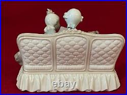 Cute Lladro #5229 Story Time Colonial Boy, Girl & Dog On Couch-excellent/mint