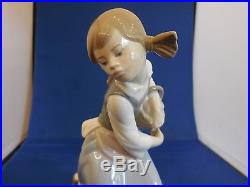 Cute Lladro- Little Girl and Her Dog Glaze Finish