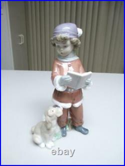 Darling Lladro 6714 A Christmas Duet Boy With Dog Figurine