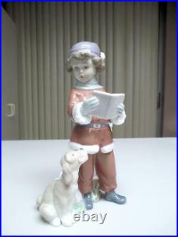 Darling Lladro 6714 A Christmas Duet Boy With Dog Figurine