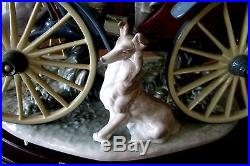 Delightful LLADRO Couple in Horseless Carriage with Dogs