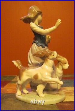 Delightful Lladro #5761 Out For A Romp Girl & Dogs- Excellent/mint