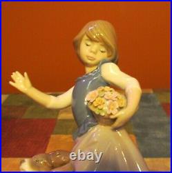 Delightful Lladro #5761 Out For A Romp Girl & Dogs- Excellent/mint