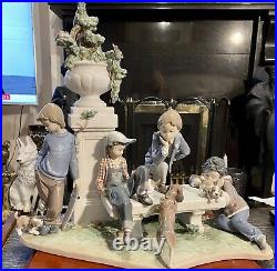 EXTREMELY RARE Lladro 16 wide figure puppy dog tails by Antonio Ramos 1989