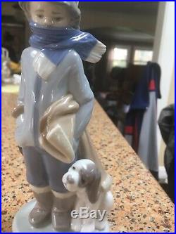 Estate Lladro #5220 Winter Boy Dog & Scarf Spanish Porcelain Figurine Retired