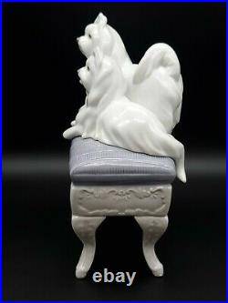 Estate Lladro #6688 Retired Figurine Looking Pretty 2 Maltese Dogs On Bench