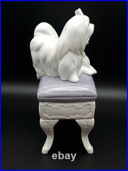 Estate Lladro #6688 Retired Figurine Looking Pretty 2 Maltese Dogs On Bench