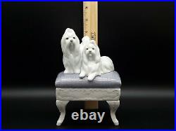 Estate Lladro #6688 Retired Figurine Looking Pretty 2 Maltese Dogs On Bench