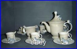 Exceptional Vintage Retired Lladro 14 Pieces Coffee Set Puppy Dogs Theme RARE