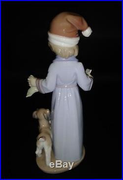 FLAWLESS Lladro Figurine #6166 Dear Santa Boy with Letter and Dog 8.5 TALL