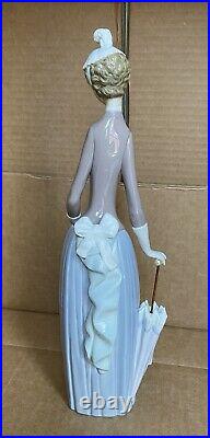 Genuine Lladro Woman With Dog And Pearl Handled Umbrella Figurine (4761)