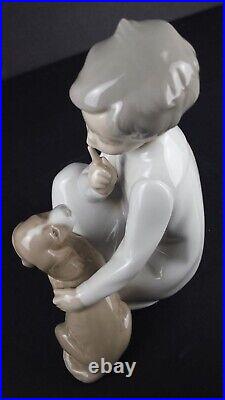 Glazed Lladro Pocelain Figurine Boy with a Dog A-11A Retired No Box