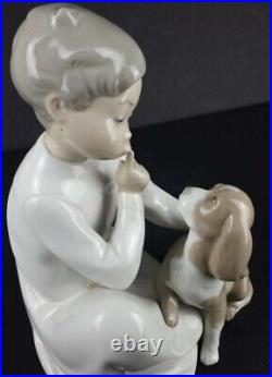 Glazed Lladro Pocelain Figurine Boy with a Dog A-11A Retired No Box