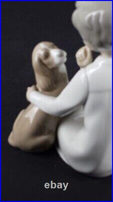 Glazed Lladro Pocelain Figurine Boy with a Dog A-11A Retired No Box