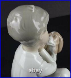 Glazed Lladro Pocelain Figurine Boy with a Dog A-11A Retired No Box