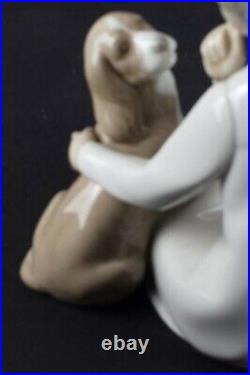 Glazed Lladro Pocelain Figurine Boy with a Dog A-11A Retired No Box