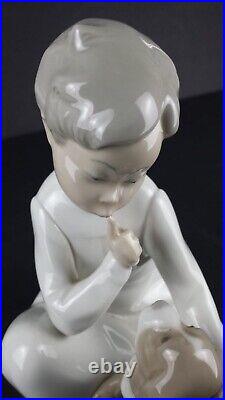 Glazed Lladro Pocelain Figurine Boy with a Dog A-11A Retired No Box