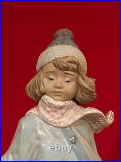 Gres Finish Lladro #2517 Winter Wind Girl With Puppy Dogs -excellent/mint