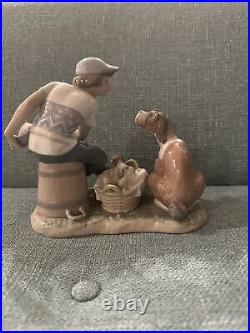 HTF Lladro Spain Figurine #5376This Ones Mine Boy with Puppies Gloss Finish