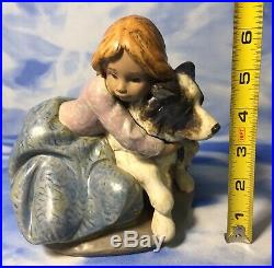 HTF Retired Lladro A Big Hug! Gres Porcelain Girl & Dog Figurine #2200 EUC