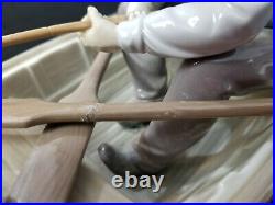 HUGE! LLADRO #5215 SPAIN FISHING WithGRANDPA PORCELAIN FIGURINE BOY DOG BOAT