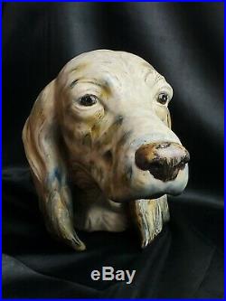 HUGE VTG 1970S Lladro Setter's Head #2045 Gres Dog Beautiful colors 12 LONG