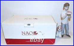 Htf Nao Lladro Porcelain A Birthday Wish #1738 Boy With Cake & Dog 10 Figurine