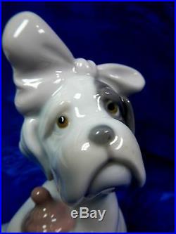 It's Mine Dog Bulldog Bow Bottle Porcelain Figurine Nao By Lladro 1728