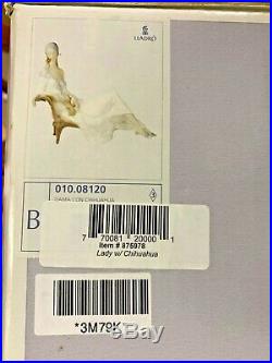LARGE LLADRO 010.08120 LADY CHIHUAHUA Dog Lounge Chair Flower in Hair 11.25