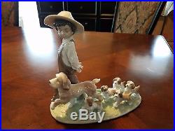 Little Explorers Boy With Puppy Dogs Figurine By Lladro #6828