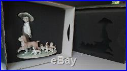 LITTLE EXPLORERS BOY WITH PUPPY DOGS LLADRO PORCELAIN 6828 USED WithBOX