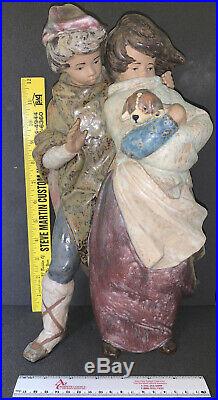 LLADRO 1279 Facing the Wind BOY, GIRL, DOG GRES FINISH Retired 2001 Large 14