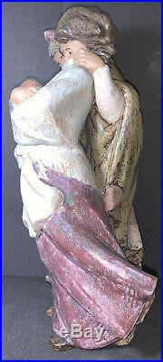 LLADRO 1279 Facing the Wind BOY, GIRL, DOG GRES FINISH Retired 2001 Large 14