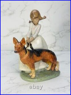 LLADRO 1533 Not So Fast Retired Rare Girl with Dog On Leash