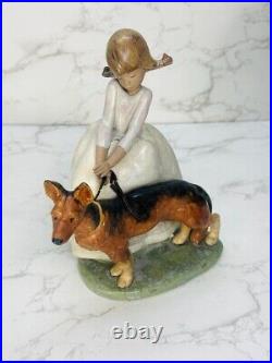 LLADRO 1533 Not So Fast Retired Rare Girl with Dog On Leash