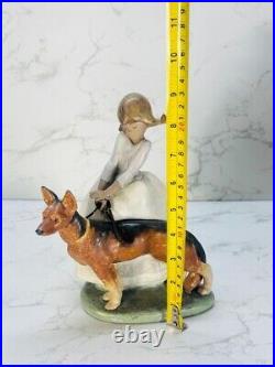 LLADRO 1533 Not So Fast Retired Rare Girl with Dog On Leash