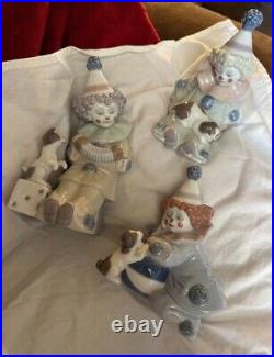 LLADRO 1985 #5277 & 5278 & 5279 Pierrot withPuppy Clown ALL 3 Excellent Condition