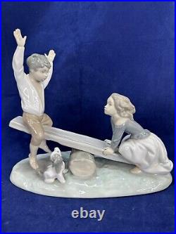 LLADRO #4867 Seesaw Boy, Girl & Dog on Teeter Totter Glossy Retired Excellent