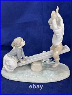 LLADRO #4867 Seesaw Boy, Girl & Dog on Teeter Totter Glossy Retired Excellent