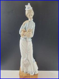 LLADRO #4893 A Walk With The Dog Woman with Small Dog & Umbrella 1974 Marking