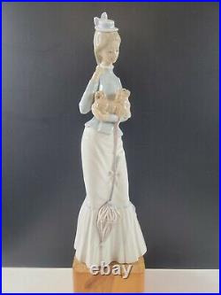 LLADRO #4893 A Walk With The Dog Woman with Small Dog & Umbrella 1974 Marking