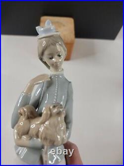 LLADRO #4893 A Walk With The Dog Woman with Small Dog & Umbrella 1974 Marking