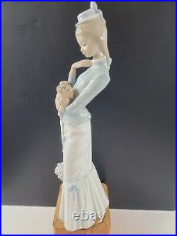 LLADRO #4893 A Walk With The Dog Woman with Small Dog & Umbrella 1974 Marking