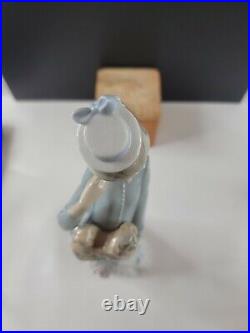 LLADRO #4893 A Walk With The Dog Woman with Small Dog & Umbrella 1974 Marking