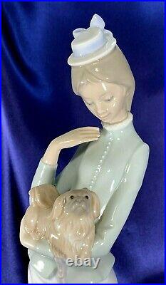 LLADRO #4893 Walk the Dog Young Lady Being Walked by her DOG! With Org Box
