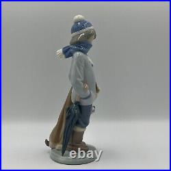 LLADRO #5220 WINTER Glazed Porcelain Figurine Boy With Dog RETIRED Signed